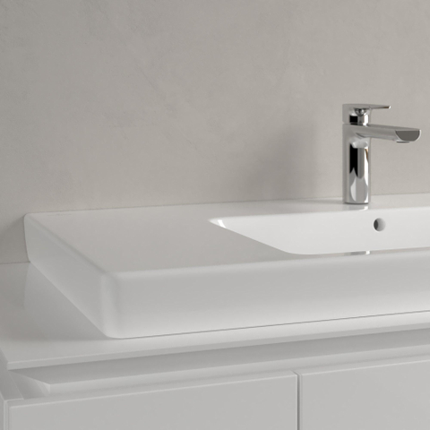 Villeroy & Boch Subway 2.0 meubelwastafel - geslepen - 100x47cm - met kraangat - met overloop - White Alpine (glans wit) 1025014