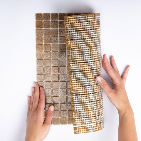 The Mosaic Factory Amsterdam mozaïektegel - 32.2x32.2cm - wand en vloertegel - Vierkant - Glas Light Brown Mat SW62110