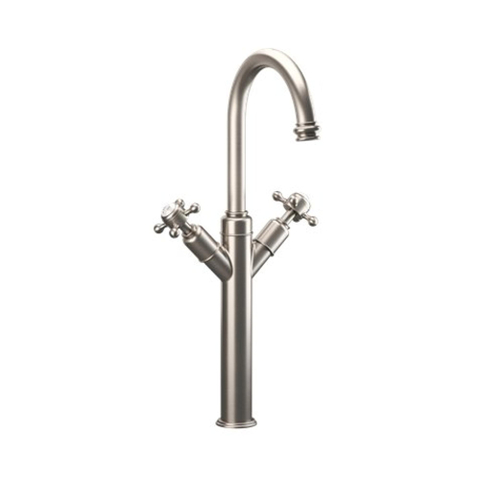 Crosswater Belgravia Wastafelkraan - hoog - zonder waste - uitloop 16.8cm - kruisgreep geborsteld - nikkel (RVS) SW1176877