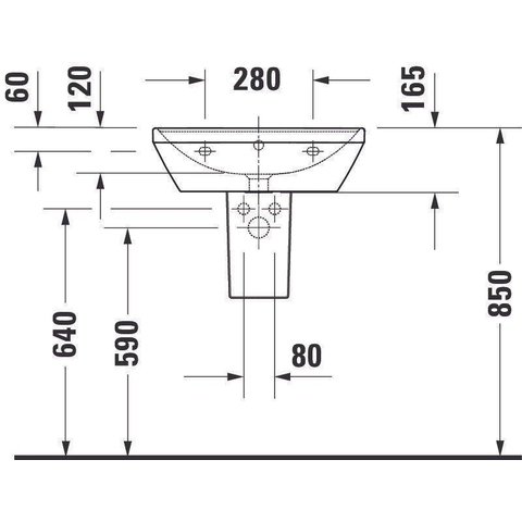 Duravit D-neo Wastafel - 55x44cm - zonder kraangat - met overloop - wit SW640459