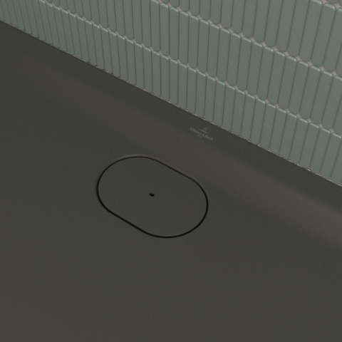 Villeroy & Boch Ecora douchebak - 140x100x3.5cm - afvoer lange zijde - anthracite (antraciet) SW1558951