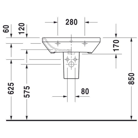Duravit Durastyle Wastafel - 60x44cm - met 1 kraangat - met overloop - wit SW54087