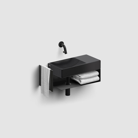 Clou Vale fontaines céramique lave-mains 38x19x7cm sans trou de robinet à droite Noir mat SW451471