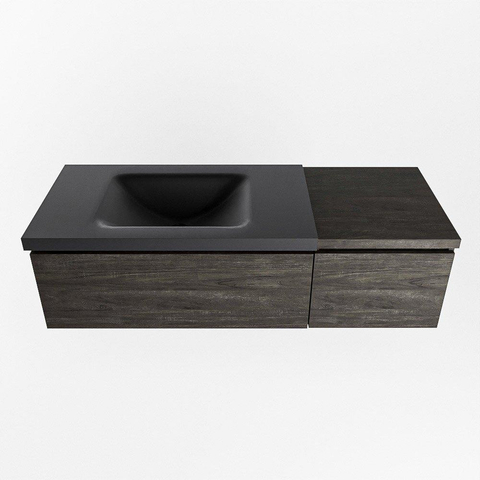 MONDIAZ BUKLA 120cm ensemble de meuble avec module 40 couleur Marron Foncé avec 2 tiroirs. Lavabo CLOUD gauche 1 trou de robinet couleur Urban. SW1382016