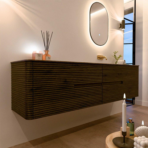 Mondiaz CIRO-DLUX Badkamermeubelset - 190x45x50cm - Solid surface wastafel Oza - 1 wasbak Rechts - zonder kraangaten - 4 lades - Shadow SW1532710