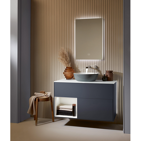 Villeroy & Boch Artis opzetwastafel - 43x43cm - zonder kraangat - zonder overloop CeramicPlus - French Linen (glans grijs) SW68816