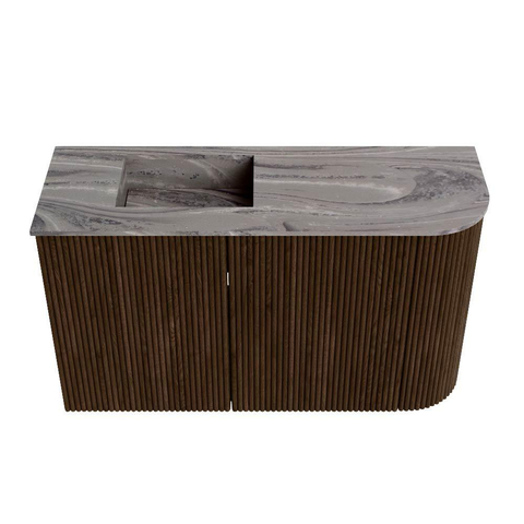 Mondiaz JOYA-DLUX 71.6cm toiletmeubel - ronding rechts kleur Walnut - Wastafel FAYE positie Links Zonder kraangat kleur Sombra. SW1424750