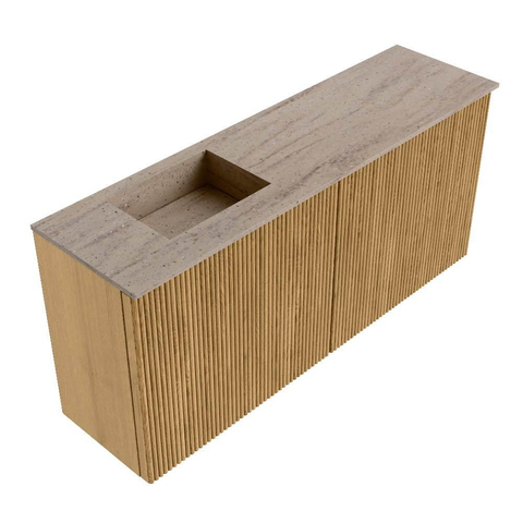 Mondiaz JOYA-DLUX 90cm toiletmeubel - kleur Oak - Wastafel FAYE positie Links 1 kraangat kleur Saba. SW1426238