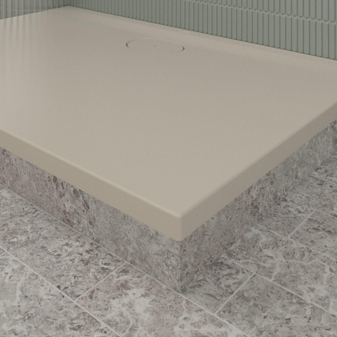 Villeroy & Boch Ecora douchebak - 120x80x3.5cm - afvoer lange zijde - almond (beige) SW1558977
