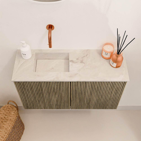 Mondiaz JOYA-DLUX Meuble de salle de bains 70cm - couleur Dusk - Vasque FAYE position Gauche Sans trou de robinet couleur Frappe. SW1426219