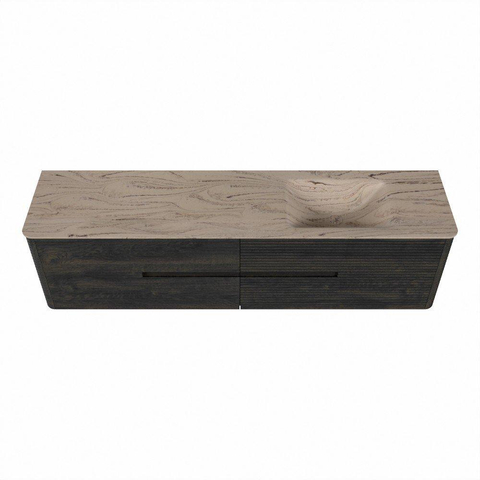 Mondiaz CIRO-DLUX Ensemble de meubles de salle de bains - 190x45x50cm - Plan vasque Solid surface Arena - 1 vasque droite - 1 trou de robinet - 4 tiroirs - Shadow SW1532374