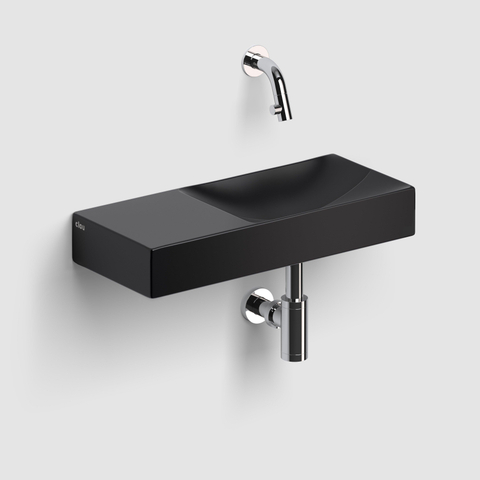 Clou Vale céramique lave-mains 45x19x7cm pré-percé trou de robinet à gauche Noir mat SW451474