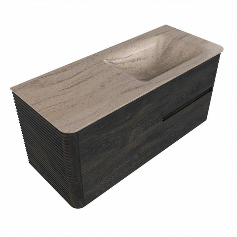 Mondiaz CIRO-DLUX Ensemble de meubles de salle de bains - 110x45x50cm - Lavabo en solid surface Saba - 1 vasque à droite - 1 trou de robinet - 2 tiroirs - Shadow SW1532695