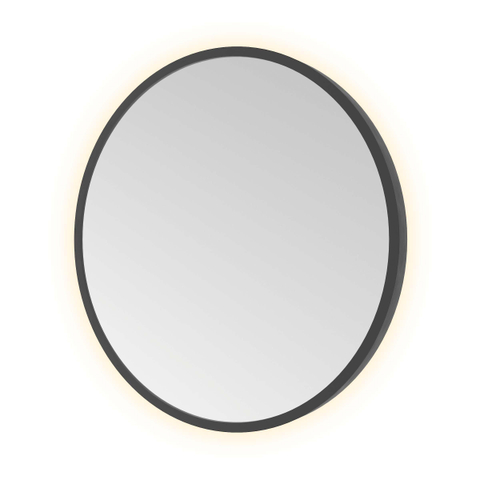 Hotbath &MORE Spiegel in aluminium frame / round - diameter 40cm - inclusief indirect LED - color changing - dimbaar - dottless - met afstandsbediening - PVD - geborsteld zwart SW1245862