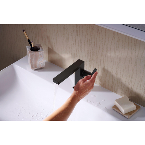 Hansgrohe Tecturis E 1 greeps wastafelkraan - 110 Fine - coolstart - met PushOpen - waste set - mat zwart SW918279