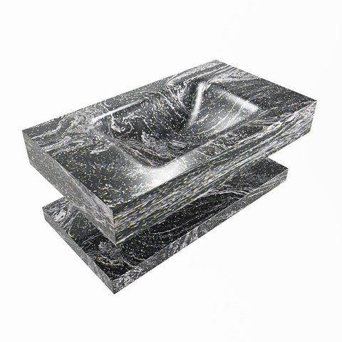 MONDIAZ ALAN - DLUX Badkamermeubelset - 80cm - planchet - Lava - vrijhangende wastafel - wasbak midden - 1 kraangat - Lava SW809130