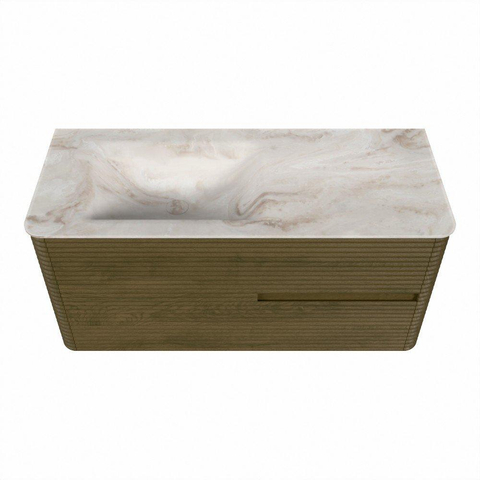 Mondiaz CIRO-DLUX Ensemble de meubles de salle de bains - 110x45x50cm - Vasque solid surface Frappe - 1 bassin à gauche - 1 trou de robinet - 2 tiroirs - Dusk SW1532810