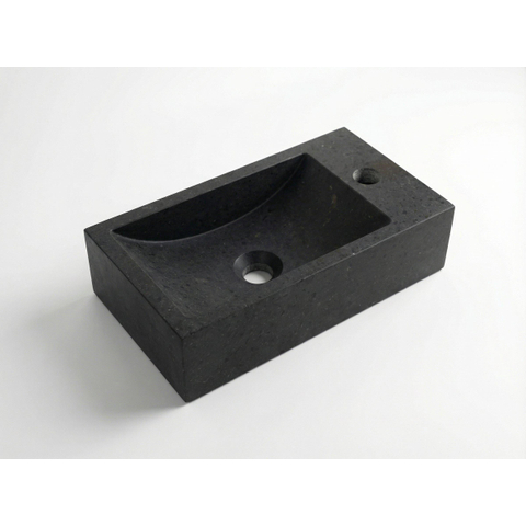 FugaFlow Eccelente Arredo Ensemble meuble WC - 40x65cm - 1 porte - 1 trou de robinet - droit - lave-mains pierre naturelle foncé - noyer SW1522182
