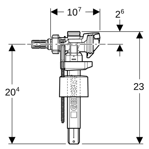 Geberit Impuls - 380 vlotterkraan 3/8" en 1/2" nippel - messing (wit) SW1211473