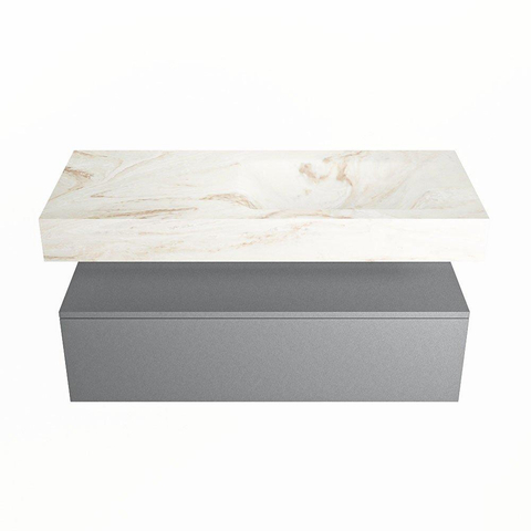 MONDIAZ ALAN - DLUX Badkamermeubelset - 110cm - onderkast - Plata - 1 lade - vrijhangende wastafel - wasbak rechts - 1 kraangat - Frappe SW804734