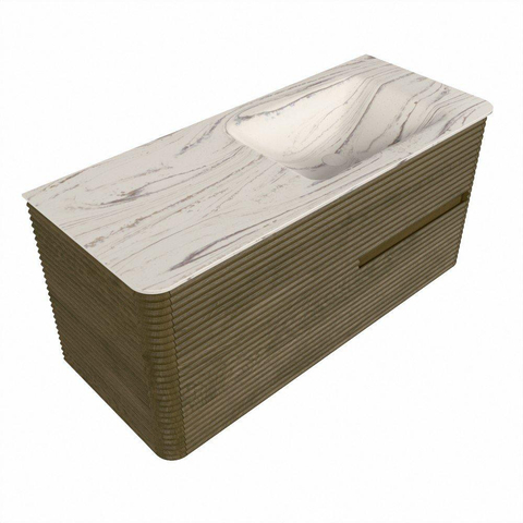 Mondiaz CIRO-DLUX Ensemble de meubles de salle de bains - 110x45x50cm - lavabo solid surface Nata - 1 vasque à droite - sans trous de robinet - 2 tiroirs - Dusk SW1533205