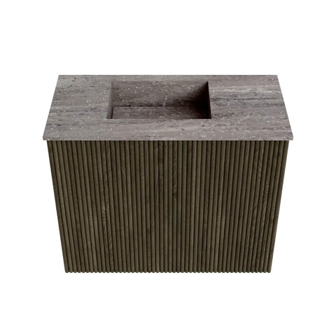Mondiaz JOYA-DLUX 50cm toiletmeubel - kleur Shadow - Wastafel FAYE positie Links 1 kraangat kleur Oza. SW1425015