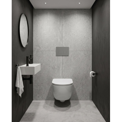 QeramiQ Dely Pack WC - 36,3x51,7cm - à fond creux - sans bride - réservoir encastré Geberit UP720 - abattant WC softclose 35 mm - plaque de commande en acier - boutons rectangulaires - noir mat SW1428205