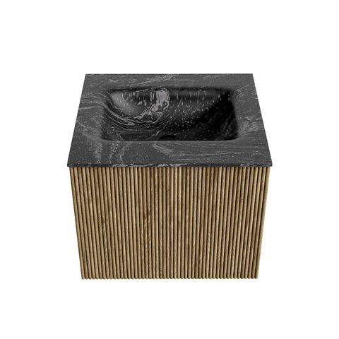 Mondiaz KURVE-DLUX Badkamermeubelset - 50x46x40cm - 1 lade - wastafel solid surface - midden - 1 kraangat - Dusk SW1415225