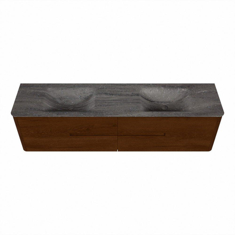 Mondiaz CIRO-DLUX Meuble de salle de bains - 190x45x50cm - Plan vasque solid surface Oza - 2 vasques Double - 2 trous de robinetterie - 4 tiroirs - Ruby SW1532133