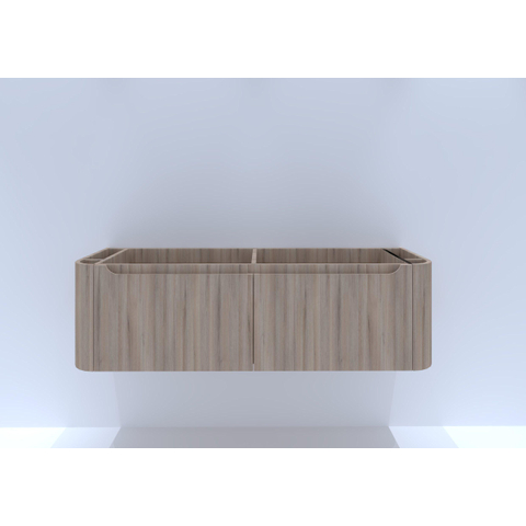 H&R badmeubelen Juice Wastafelonderkast - 140x45x40cm - afgeronde hoeken - 2 lades - geïntegreerde greep - rockford oak SW867579