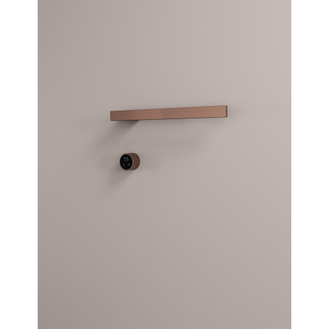Hotbath &MORE Handdoekradiator - 50x19cm - vierkant - 1 stangen - horizontaal - met schakelaar - PVD - geborsteld koper SW1245728