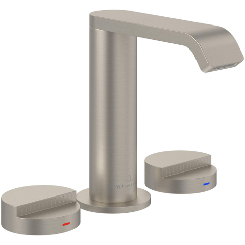 Villeroy & Boch Dawn wastafeluitloop set - zonder pop up - wandmontage afbouwdeel - Brushed Nickel (rvs) SW974313