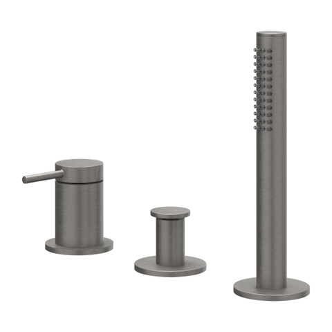 IVY Bond Combinaison de rebord de baignoire - 3 voies - mitigeur - douchette à main extractible - sans bec - metal black PVD brossé SW1031120