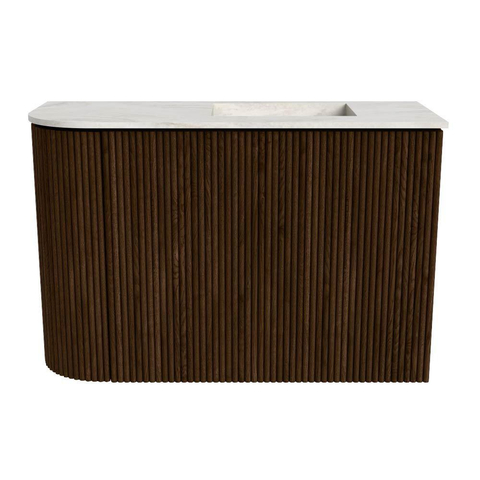 Mondiaz JOYA-DLUX 61.6cm toiletmeubel - ronding links kleur Walnut - Wastafel FAYE positie Rechts 1 kraangat kleur Ostra. SW1422632