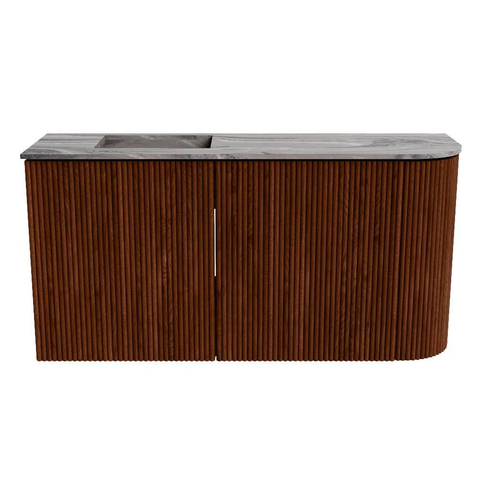Mondiaz JOYA-DLUX 81.6cm toiletmeubel - ronding rechts kleur Ruby - Wastafel FAYE positie Links 1 kraangat kleur Sombra. SW1425700