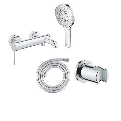 GROHE Essence Ensemble de meuble - robinet de baignoire - douchette à main - support de douchette - flexible de douche - chrome SW1208390