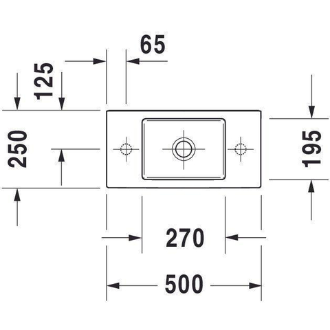 Duravit Vero air Fontein - 50x25cm - 1 kraangat links - zonder overloop - wit SW228012