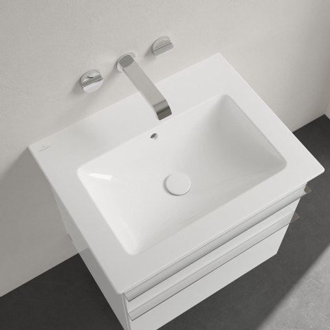 Villeroy & Boch venticello wastafel - zonder kraangat - 65x50cm - met overloop - White Alpine (glans wit) 1025148