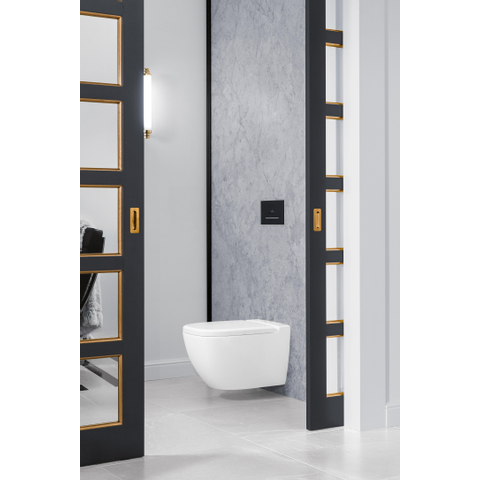 Villeroy & Boch Viconnect bedieningsplaat dualflush frontbediend - 25.3x14.5cm - glas zwart/RVS - Glass Black (glans zwart) SW106651