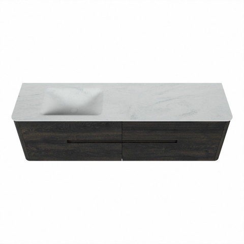 Mondiaz CIRO-DLUX Badkamermeubelset - 170x45x50cm - Solid surface wastafel Opalo - 1 wasbak Links - 1 kraangat - 4 lades - Shadow SW1532424