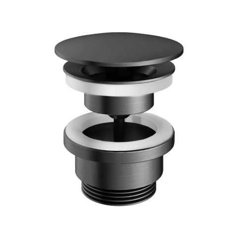 Hotbath Gal Always open plug - met schroef rond - PVD - gunmetal geborsteld (antraciet) SW656440