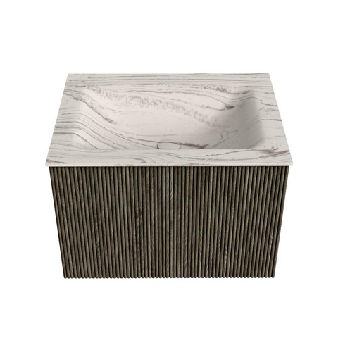 MONDIAZ KURVE-DLUX Meuble de salle de bains 60cm couleur Shadow avec 1 tiroir et 0 portes. Lavabo CLOUD Central 1 trou de robinet Nata. SW1432267