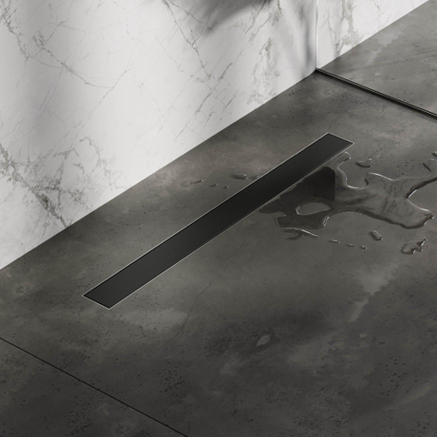 Brauer Caniveau de douche - 70x7,5cm - bride de plancher - grille à carreler réversible - inox - noir mat SW771557