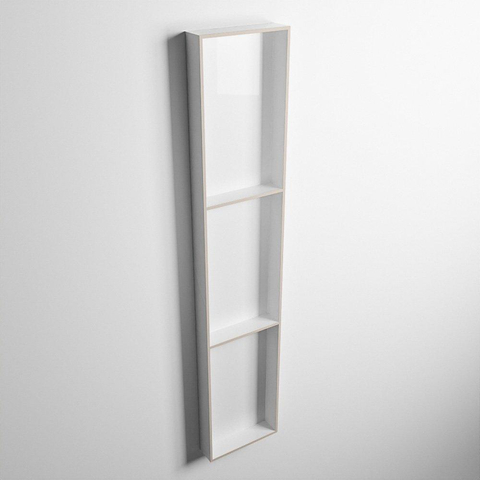 Mondiaz Easy nis 29.5x149.5x8cm voor Inbouw/opbouw 3 open vakken Solid surface Talc/Linen SW643893