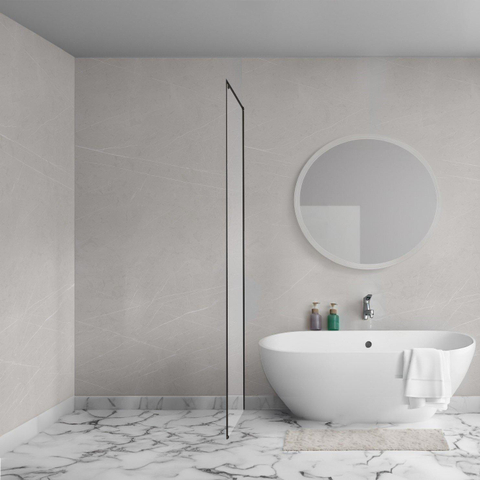 Aqua Vista Oria Cuadra paroi latérale - 60x200cm - avec kit de montage - pour cabine de douche - Noir mat SW1244202