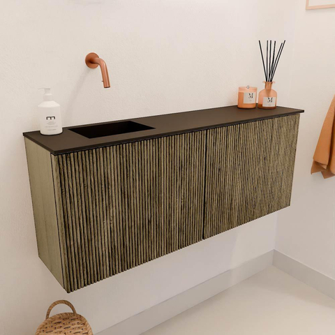 Mondiaz JOYA 100cm meuble de salle de bains - couleur Dusk - Vasque FAYE position Gauche Sans trou de robinet couleur Urban SW1421646