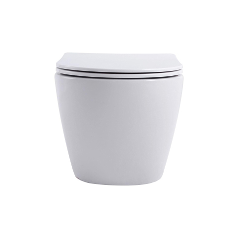 Aloni Pro Toilet suspendu - 36x49x32cm - chasse tourbillonnante - sans rebord - avec abattant - fermeture douce - libération rapide - compact - blanc mat SW1446225
