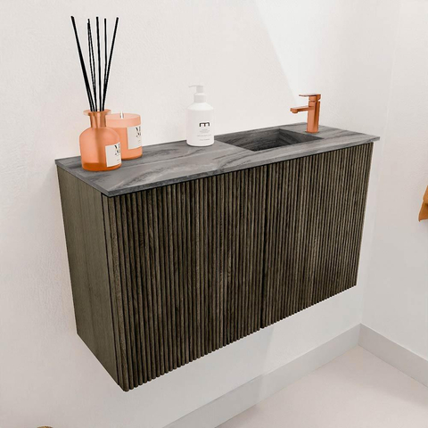 Mondiaz JOYA-DLUX 70cm toiletmeubel - kleur Shadow - Wastafel FAYE positie Rechts 1 kraangat kleur Sombra. SW1425188