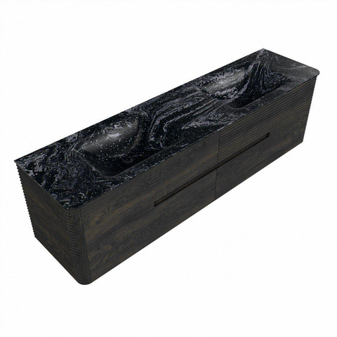 Mondiaz CIRO-DLUX Ensemble de meubles de salle de bains - 180x45x50cm - Lavabo en solid surface Lava - 2 vasques double - 2 trous de robinet - 4 tiroirs - Shadow SW1532495