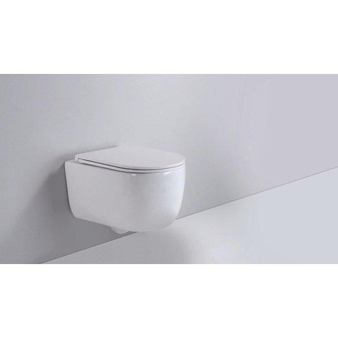 QeramiQ Dely Swirl Ensemble de toilette - réservoir encastré QeramiQ Flush - abattant slim - plaque de commande beige en plastique - boutons rectangulaires - blanc brillant SW1578480